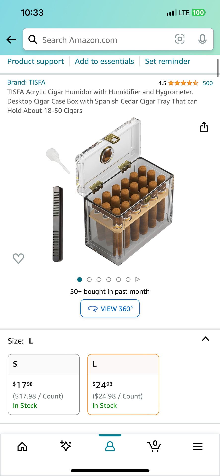 Cigar Humidor with Humidifier and Hygrometer