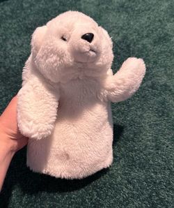 vintage white polar bear plush hand puppet
