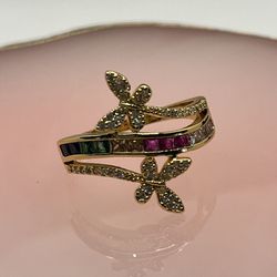 Butterfly Gemstone Ring- Size 8- New