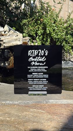 Bar Menu Sign / Acrylic Sign / Acrylic Menú Sign /  Bar Menú Acrylic Sign