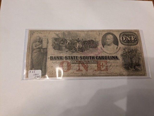 1861 South Carolina $1 Bill