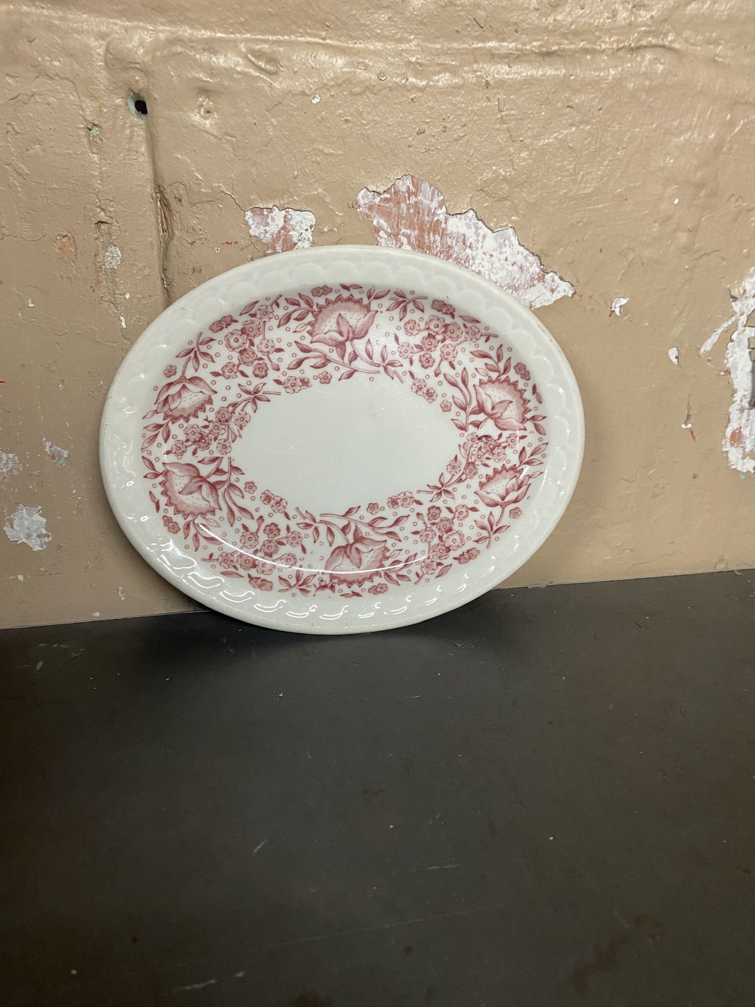 Single Oval Plate Syracuse China Red Painted Florals