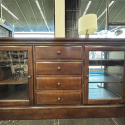 Solid Wood Sideboard / Credenza with Glass Cabinets and Drawers