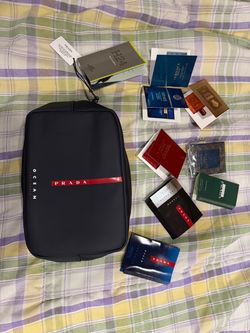 Prada Luna Rossa Ocean Toiletry Bag w/ fragrance samples