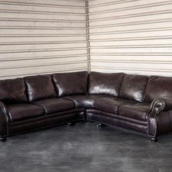 100% Real Leather Sectional