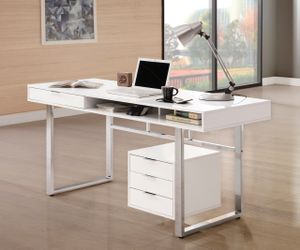 4-Drawer Writing Desk Glossy White - $419