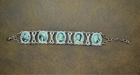 Silver-Tone Religious Medal Bracelet