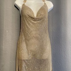 Metallic Halter Dress 