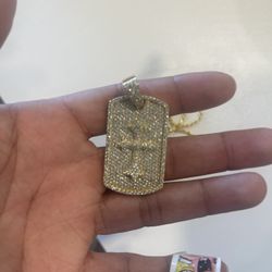 Vvs Moissanite, Dog Tag Pendant, Gold Tone