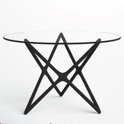 Black Wooden Base/Glass Top Dining Table
