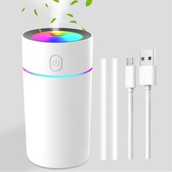 new Portable Mini Humidifier with 7-color Lights, Cool Mist Small Desk Humidifiers Car Humidifier [2 Mist Modes] USB Personal Desktop Humidifiers for 