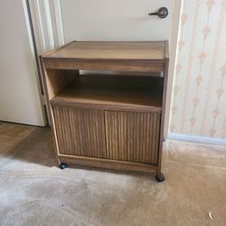 Vintage Rolling Cart with Cabinet