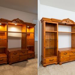 🔥 Solid Wood Entertainment Center / TV Stand – Must Go! 🔥