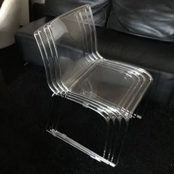 Calligaris Italian Contemporary Irony Lucite Clear Dining Chairs