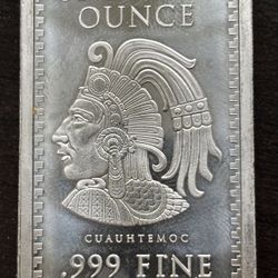 Silver bar 1 Oz. Ag. 999.9. Mexico history 