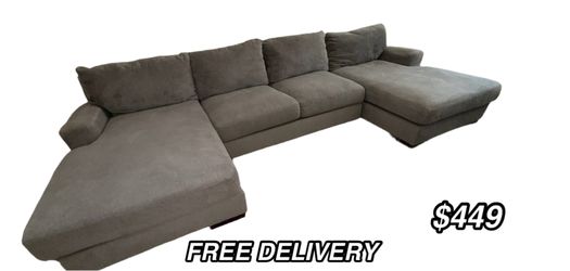 GRAY GREAT CONDITION DOUBLE CHAISE SECTIONAL SOFA COUCH SALA FREE DELIVERY