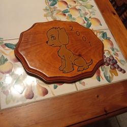 Decorative Hand Made Wooden Plaque Of A Puppy 2001