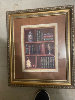Framed Golf-Themed Bookshelf Art Print
