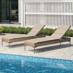 80 in. x 26 in. 1-Piece CushionGuard Deep Seating Outdoor Chaise Lounge Cushion in Beige