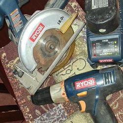 RYOBI Set Of Drill, Saw & charger 