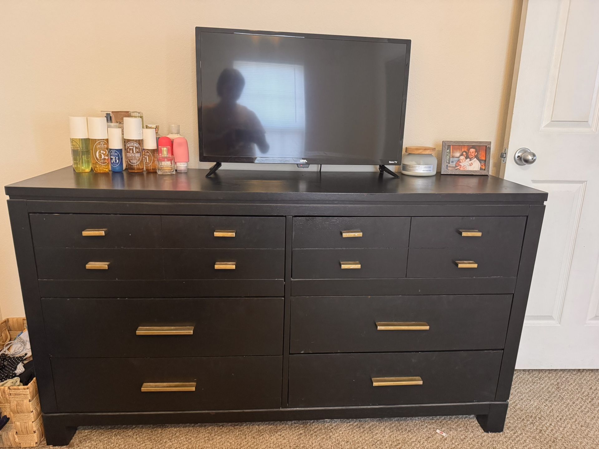 Black dresser with Gold handles