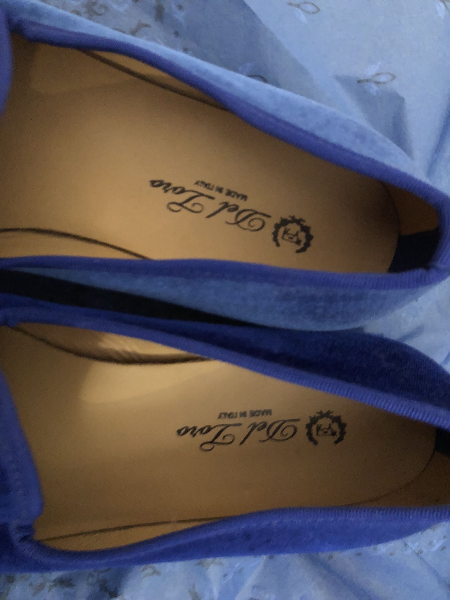 Del Toro Blue Velvet Skull & Bone Slipper (Size 10 1/2)