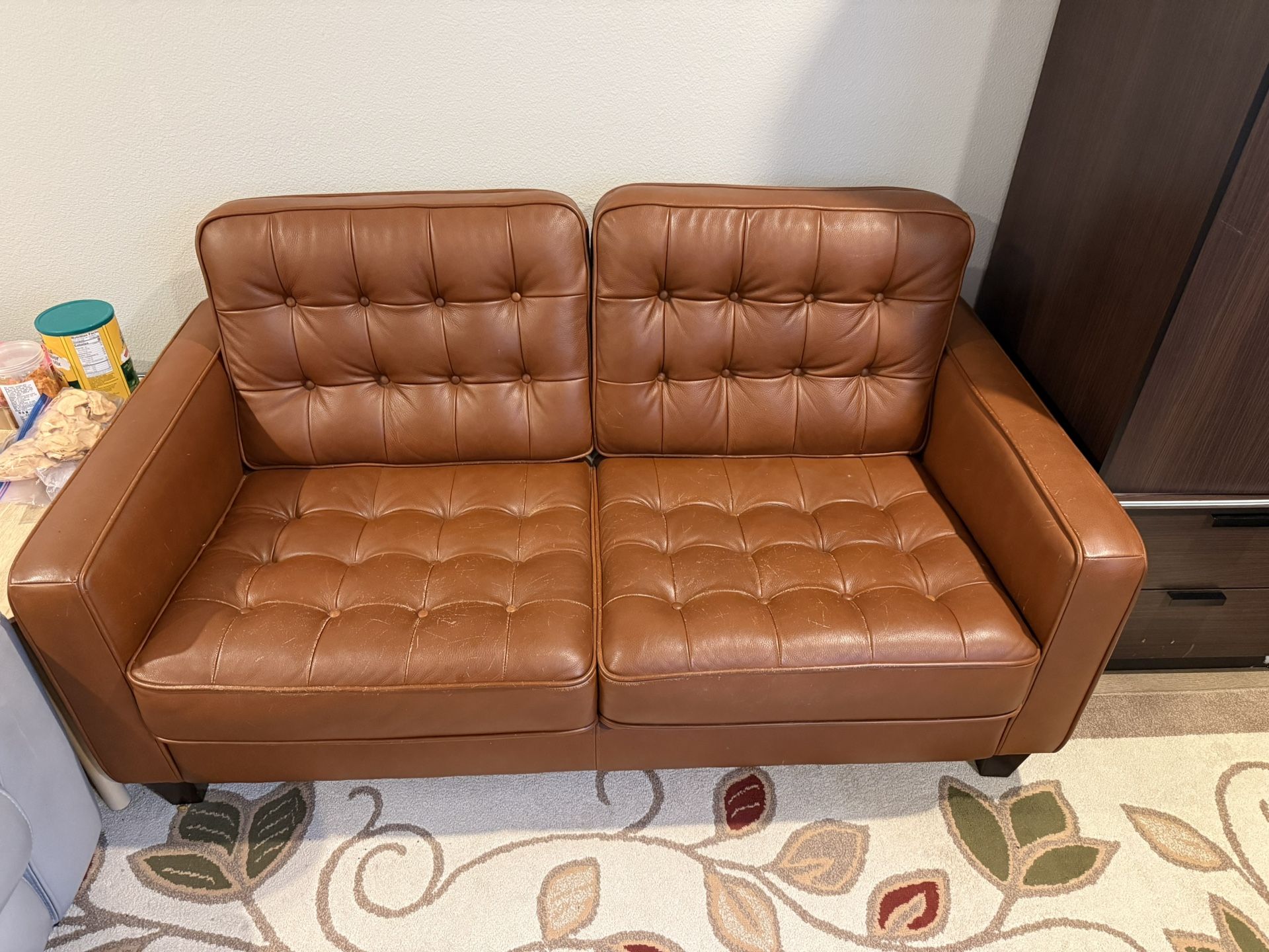 Leather Sofa Couch Orange