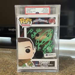 Jason David Frank (JDF) — Signed Funko POP —Tommy (Green Ranger) #669 — Metallic Galactic Toys Exclusive 