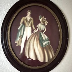  Vintage 1940’s Turner Art Print Shabby Chic Oval Frame Victorian Home Decor