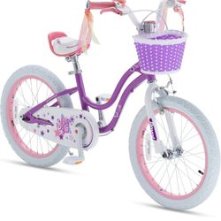 Kids Bike, Easy Learn Balancing to Biking, 18 Inch Balance & Pedal Bicycle, Beginners Girls Bicycle for Children Ages 3-9 Years, Handbrake and Coaster