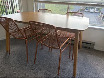Wooden Table & Copper Chairs