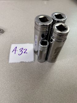 A-32 Snap-on 4pc SAE Deep Socket Lot 1/2 3/4 13/16 7/8 12-Point USA