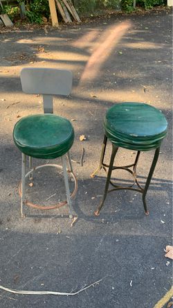 Green industrial shop stools