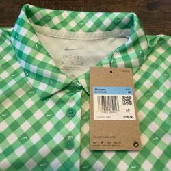 Nike Golf Dri-FIT Victory Sleeveless Gingham Polo Shirt Green White Womens M
