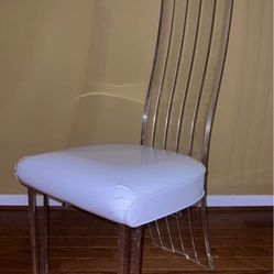Set of 4 Modern Lucite High-Back Dining Chairs 