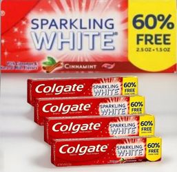 4 COLGATE Sparkling White Cinnamint Gel 4oz Each 