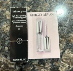 NEW GIORGIO ARMANI PRISMA GLASS HIGH SHINE HYDRATING OIL INFUSED LIP GLOSS MINI IN CLEAR GLASS $7!