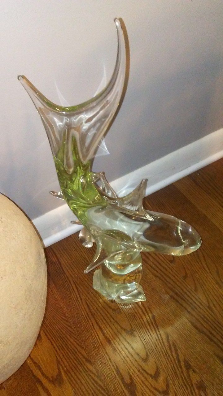 Vintage Glass Shark Sculpture