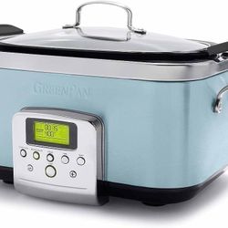 GreenPan Elite 8-in-1 Programmable 6 Quart Electric Slow Cooker, Dishwasher Safe Lid
