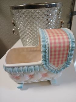 Vintage Ceramic baby Bassinet Planter