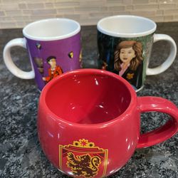 VTG Harry Potter Sorcerer Stone Mug Enesco Hogwarts 2001 Warner Bros Lot Of 3