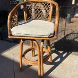 Vintage Rattan Chair/ Bamboo Stool 