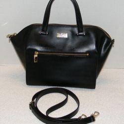 KATE SPADE NEW YORK BLACK SMOOTH LEATHER SAVANNAH PARLIAMENT CROSSBODY HANDBAG