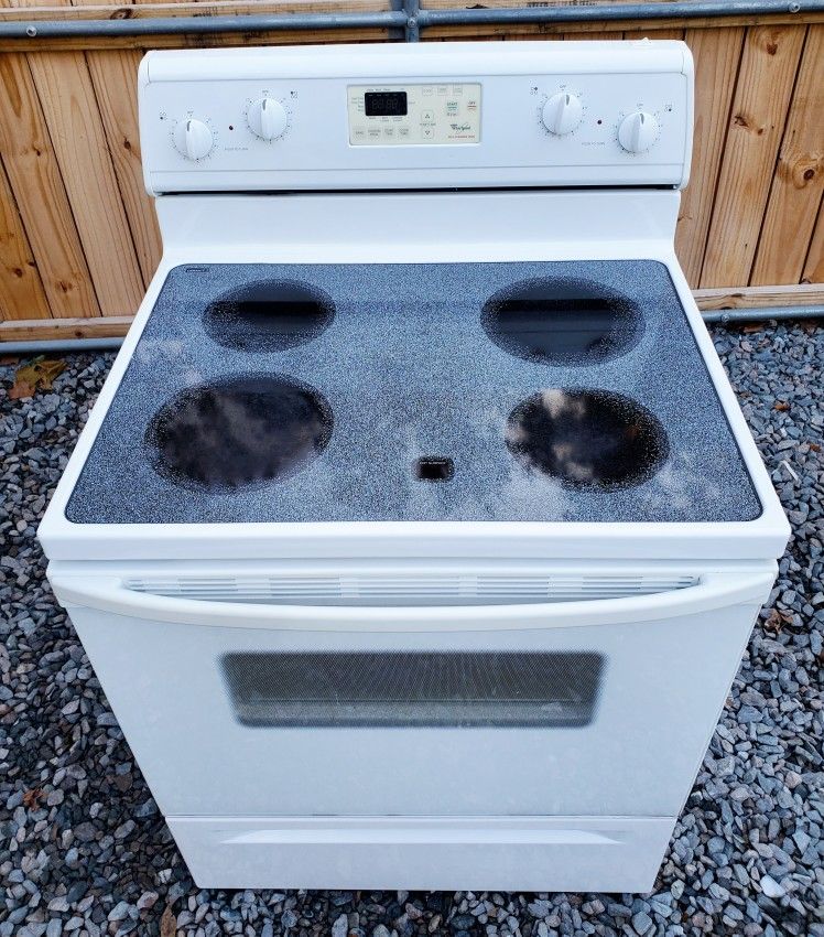 "Whirlpool" White Glass Top Stove in Perfect Condition