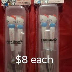 Hello Kitty Fork And Spoon Set $8 Each 