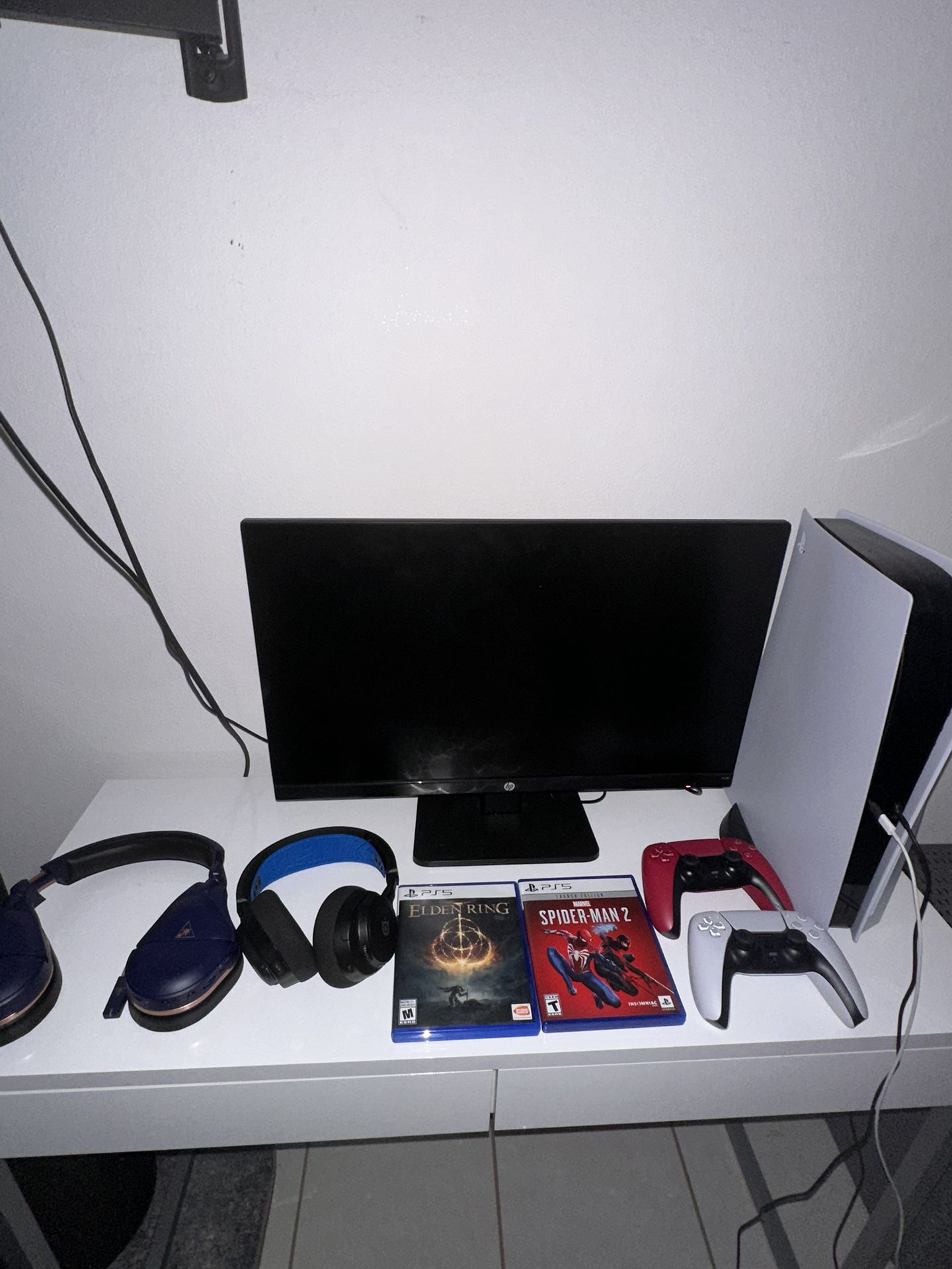 2022 Playstation 5 Set Up - Two Controllers, Two Games, Two Premium Headsets, And 120 hrz HP Monitor
