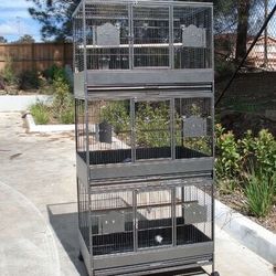 Extra Large 3 Stacker Parrot Bird Breeding Breeder Cages On Wheels 