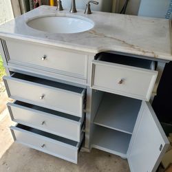 36" Vanity With Marble Top And Faucet