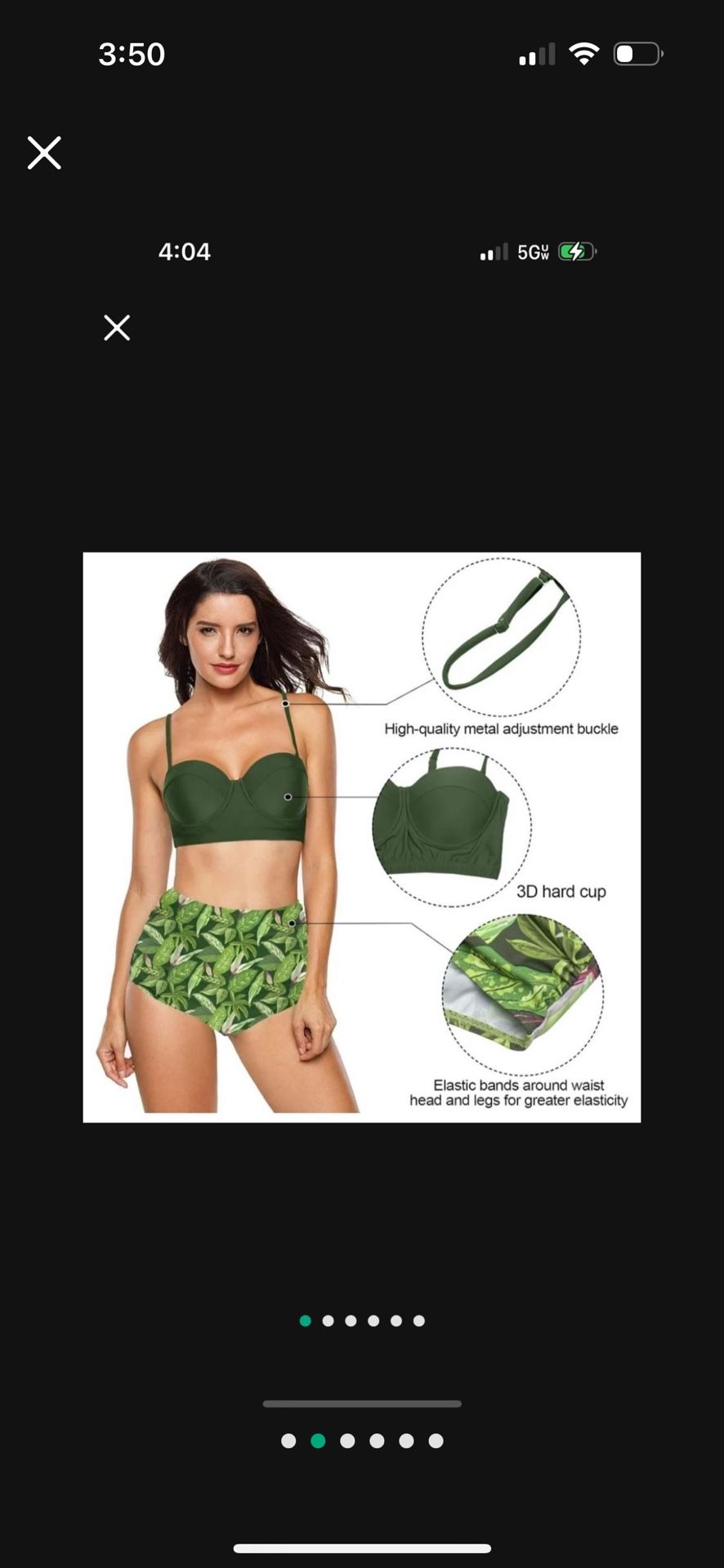 Womens High Waisted LARGE Push up Bikini Sets Vintage Swimsuits Strappy Top Ruched Floral Bottom Two Piece Bathing Suits