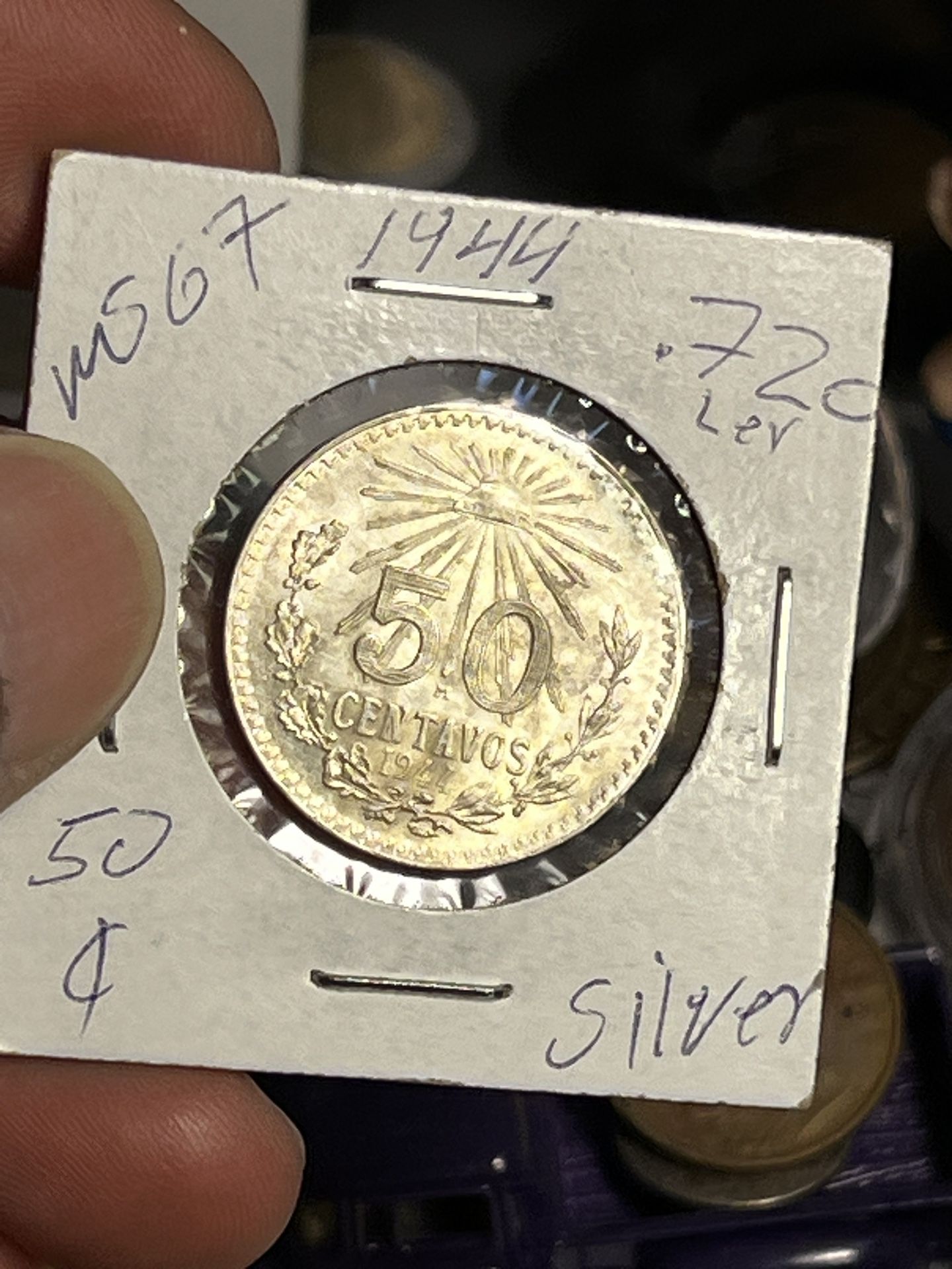 Cincuenta Centavos Plata 0.720 Ley ,50 Cents Resplandor 
